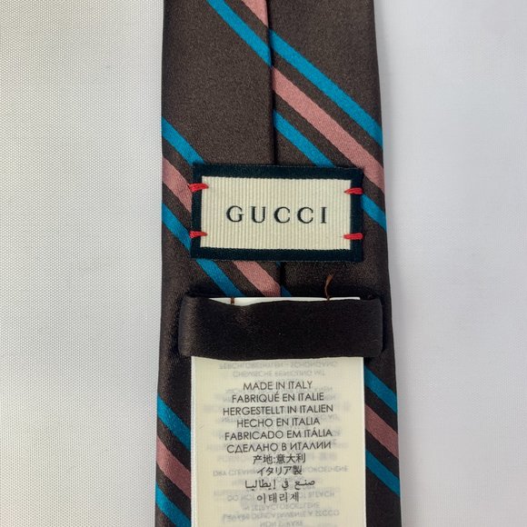 Gucci Gimental Striped Silk Tie in Brown - Picture 8 of 10